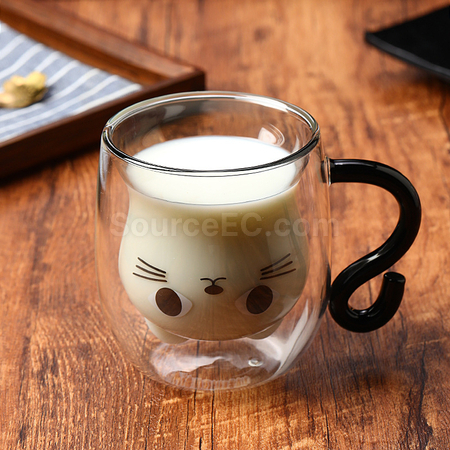 Customization Cat Double-walled Glass Cup Corporate Gifts
