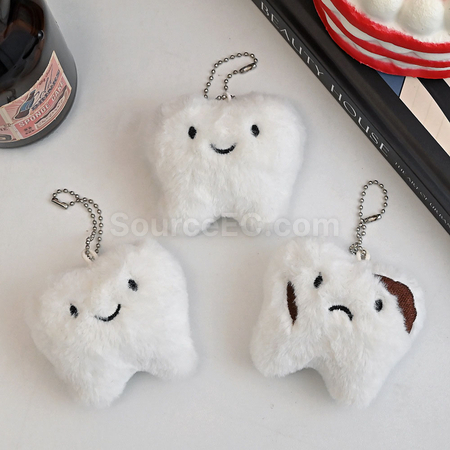Customization Plush Tooth Pendant Keychain Corporate Gifts