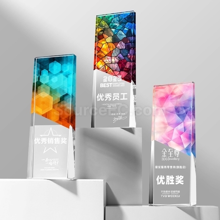 Customization Retro Laser Lridescent Crystal Trophy Corporate Gifts