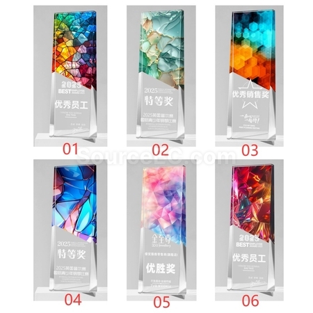 Customization Retro Laser Lridescent Crystal Trophy Corporate Gifts