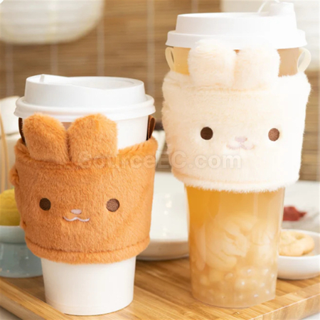 Customization Plush, Heat-Insulating, Anti-Scalding,Hand-Warming Milk Tea Cup Sleeve（Customizable） Corporate Gifts