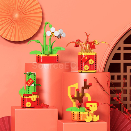 Customization Mini Decompression Building Block Ornaments For Chinese New Year Corporate Gifts