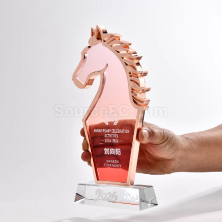 Customization Horse Year Metal Crystal Trophy Corporate Gifts