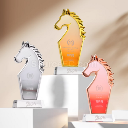 Customization Horse Year Metal Crystal Trophy Corporate Gifts