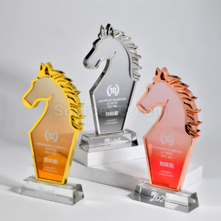 Customization Horse Year Metal Crystal Trophy Corporate Gifts