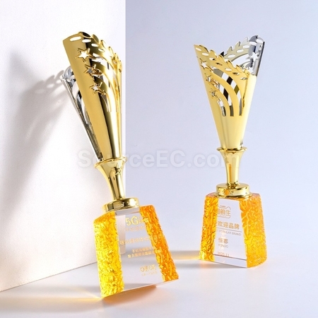 Customization Cutout Crystal Metal Trophy Corporate Gifts