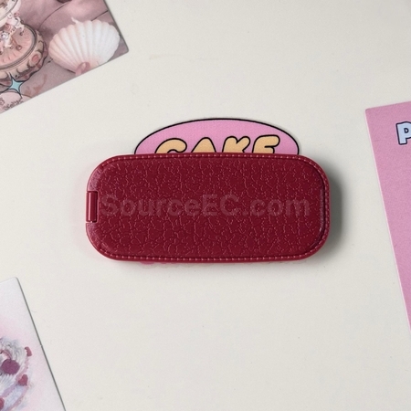 Customization Faux leather pattern phone holder folding mirror Corporate Gifts