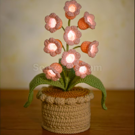 Customization Handmade crocheted 9-headed bellflower with lights wool potted plant Corporate Gifts