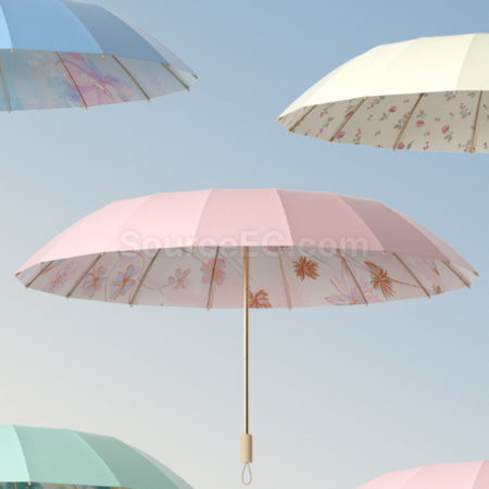 Reinforced Double Folding Umbrella