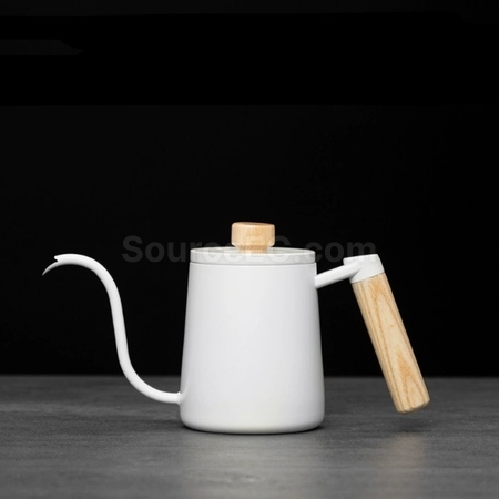 Customization 304 Stainless Steel Long Spout Narrow Mouth Wooden Handle Anti-scalding Pour-Over Kettle Corporate Gifts