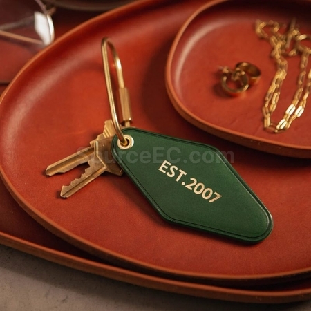Customization Double-Sided Diamond PU Leather Keychain Corporate Gifts
