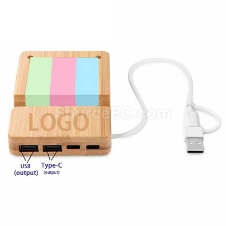 Customization Bamboo Desk Organizer & Phone Stand with USB Type-C Hub Port Corporate Gifts