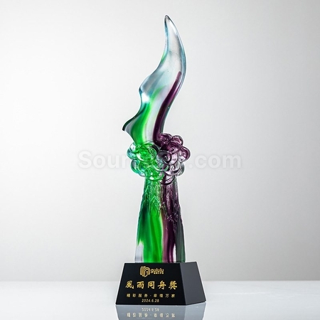 Customization Green Purple Colorful Crystal Trophy Corporate Gifts