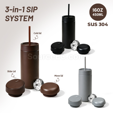 304 Stainless Steel Insulated Mug with Three Lids