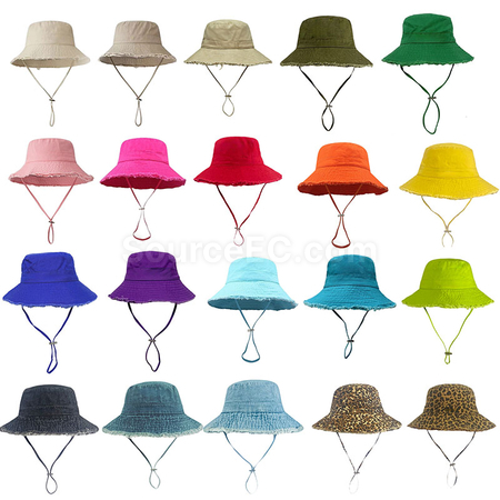 Customization Frayed Solid‑Color Cotton Bucket Hat Corporate Gifts