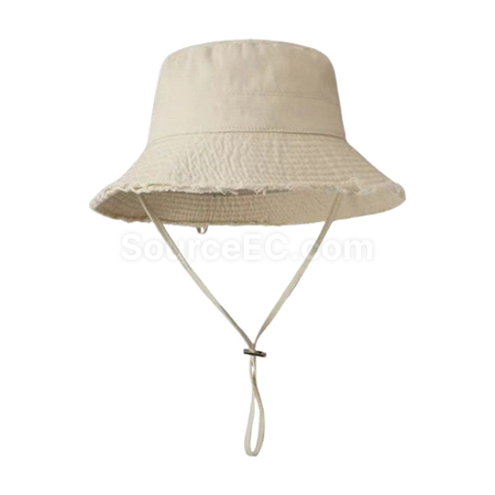 Customization Frayed Solid‑Color Cotton Bucket Hat Corporate Gifts