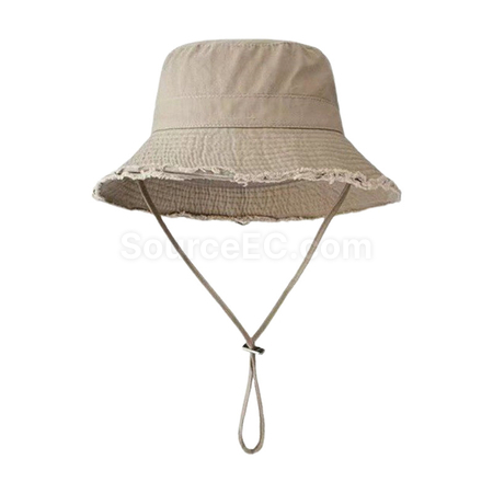 Customization Frayed Solid‑Color Cotton Bucket Hat Corporate Gifts