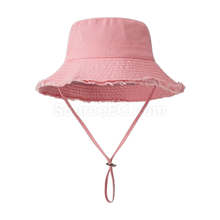 Customization Frayed Solid‑Color Cotton Bucket Hat Corporate Gifts