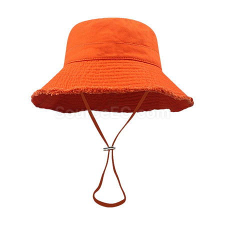 Customization Frayed Solid‑Color Cotton Bucket Hat Corporate Gifts