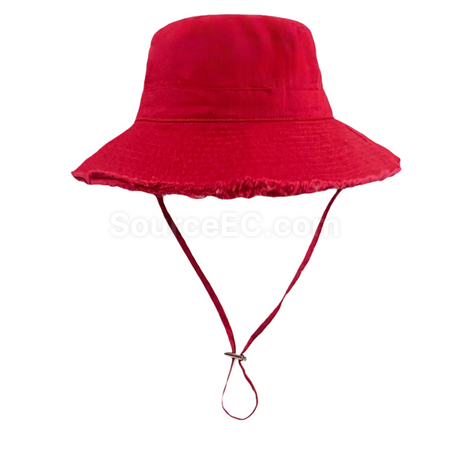 Customization Frayed Solid‑Color Cotton Bucket Hat Corporate Gifts