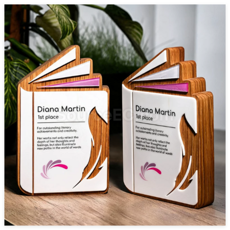 Creative Book-Shaped Solid Wood Trophy