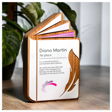 Customization Creative Book-Shaped Solid Wood Trophy Corporate Gifts