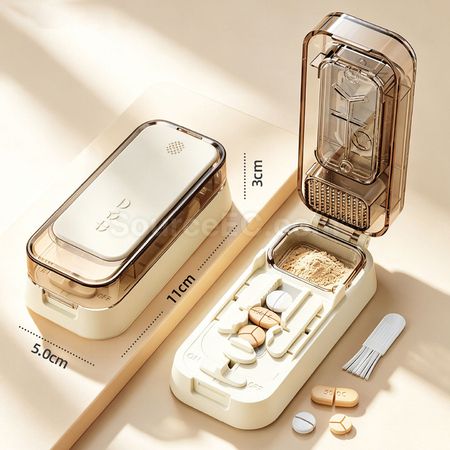 Customization 1-into-2, 3 & 4 Compartment Pill Cutter, Grinder and Pill Box Corporate Gifts