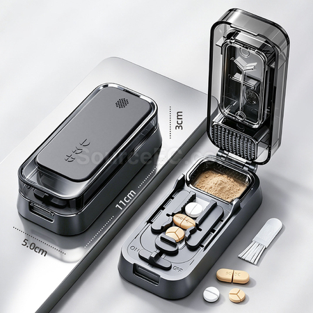 Customization 1-into-2, 3 & 4 Compartment Pill Cutter, Grinder and Pill Box Corporate Gifts