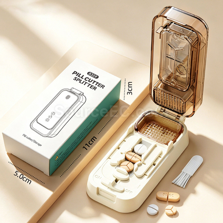 Customization 1-into-2, 3 & 4 Compartment Pill Cutter, Grinder and Pill Box Corporate Gifts