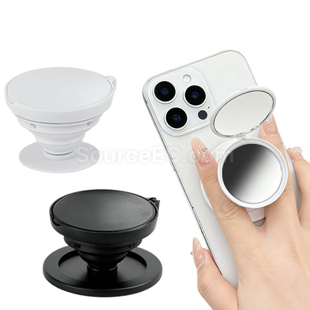 Dual‑sided Mirror Pop‑Socket Phone Stand