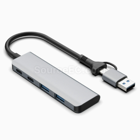 Dual-connector USB + Type-C 4-in-1 HUB