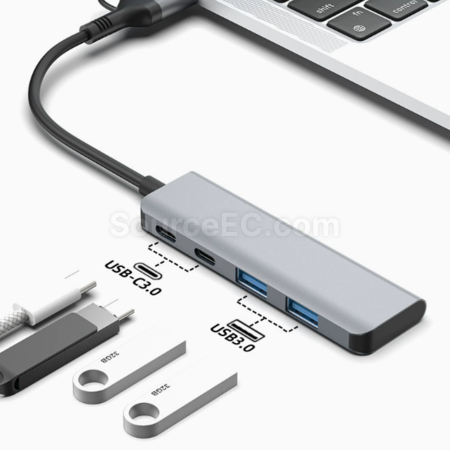 Customization Dual-connector USB + Type-C 4-in-1 HUB Corporate Gifts