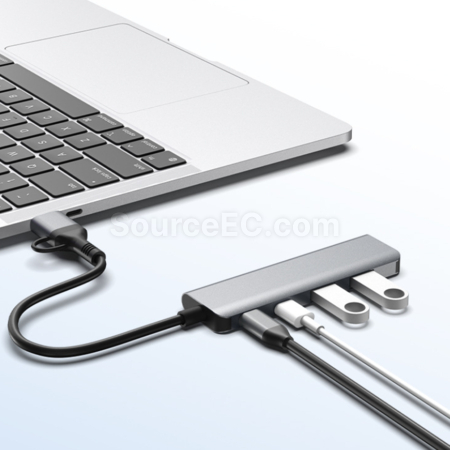 Customization Dual-connector USB + Type-C 4-in-1 HUB Corporate Gifts