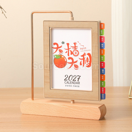 Customization Creative Photo Frame Iron & Solid Wood Desk Calendar Corporate Gifts