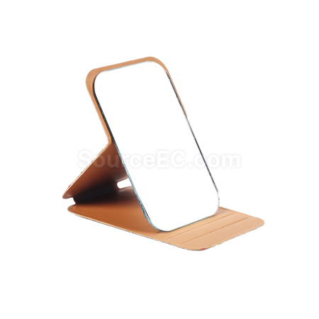 Customization Softwood PU Leather Makeup Mirror Corporate Gifts