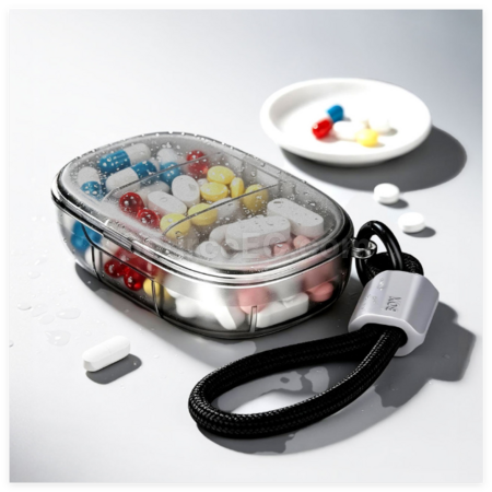Customization Three-Compartment Pill Organizer With Lanyard Corporate Gifts