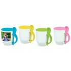 400ML Rim Handle,Inner & Spoon Colour Coating Mug