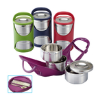 Three Layer with Color Handle Lunch Box