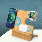 Bamboo And Wood Three-In-One Wireless Charging Stand